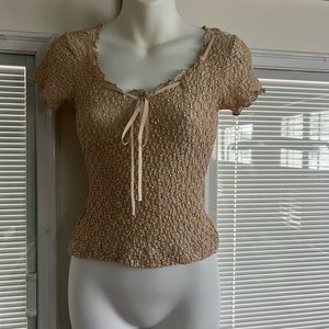 XOXO tan stretch lace top size small